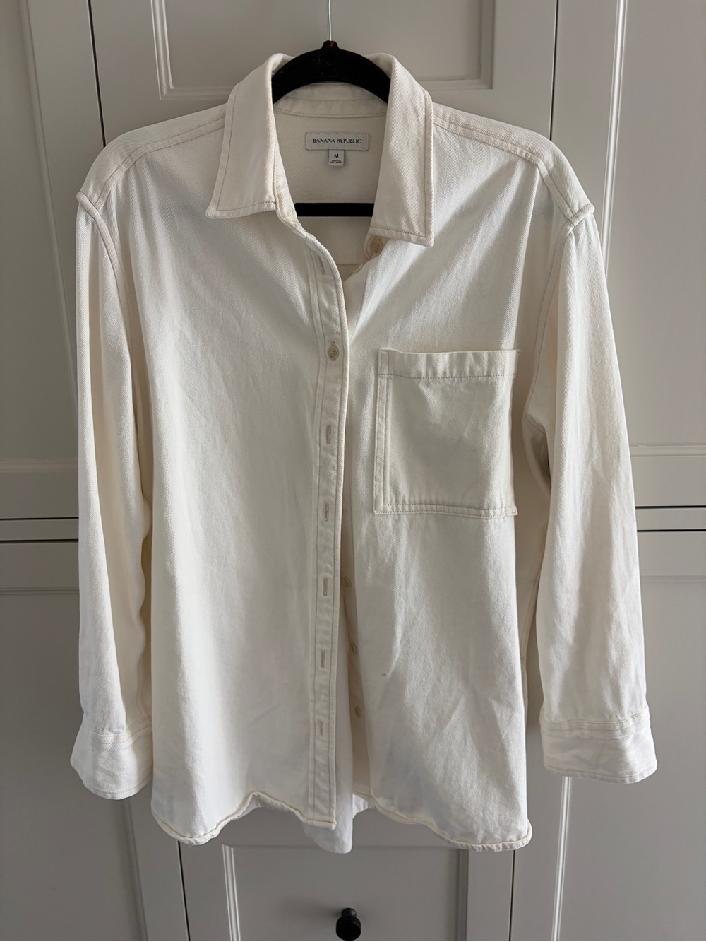 Banana Republic Women’s Cream Denim Oversized Shirt Sz M